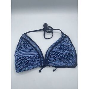 Becca Blue Crochet Bikini Top New‎ No Tag Cut Label Size DDD